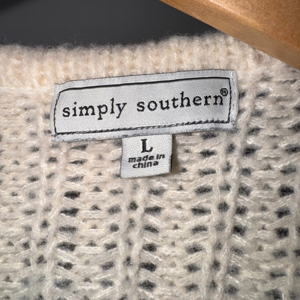 Simply Southern Cream Cable Knit Cardigan Sweater Womens Large Cocoon Dolman L - Picture 2 of 12